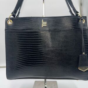 London‎ Fog Croc/Snake Embossed Faux Leather Three Pocket Large Tote